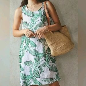 C&C California Tropical Leaf Linen Dress Size Medium
